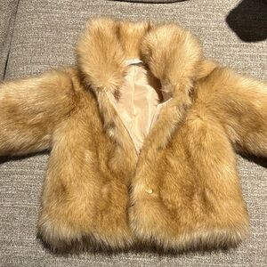 Janie and Jack Plush Faux Fur Jacket - Tan